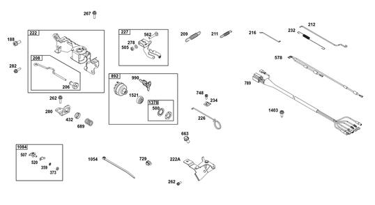Controls Group Diagram and Parts List for 356447-0698-F1 200000 - 399999 Briggs and Stratton Engine